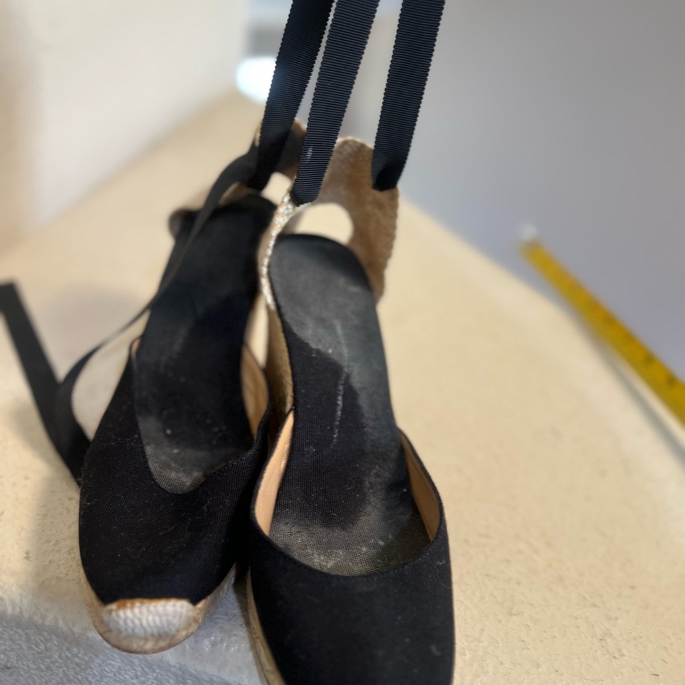 Christian Louboutin Espadrille Wedge Heels Black sandals Size 39/8 - Picture 5 of 14
